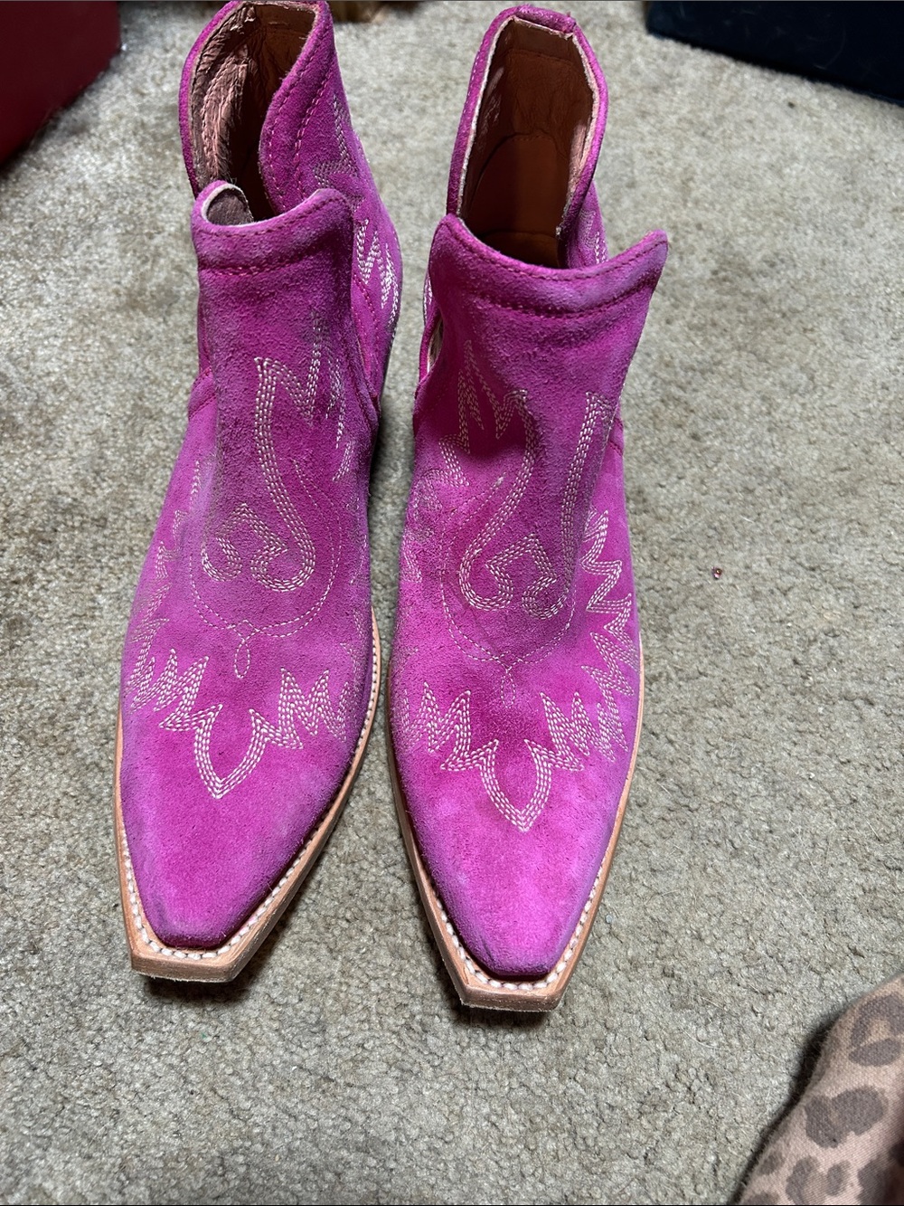 Ariat Fuchsia Suede Western Ankle Boots